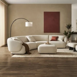 Auburn Curved L-Shape Sofa with Ottoman