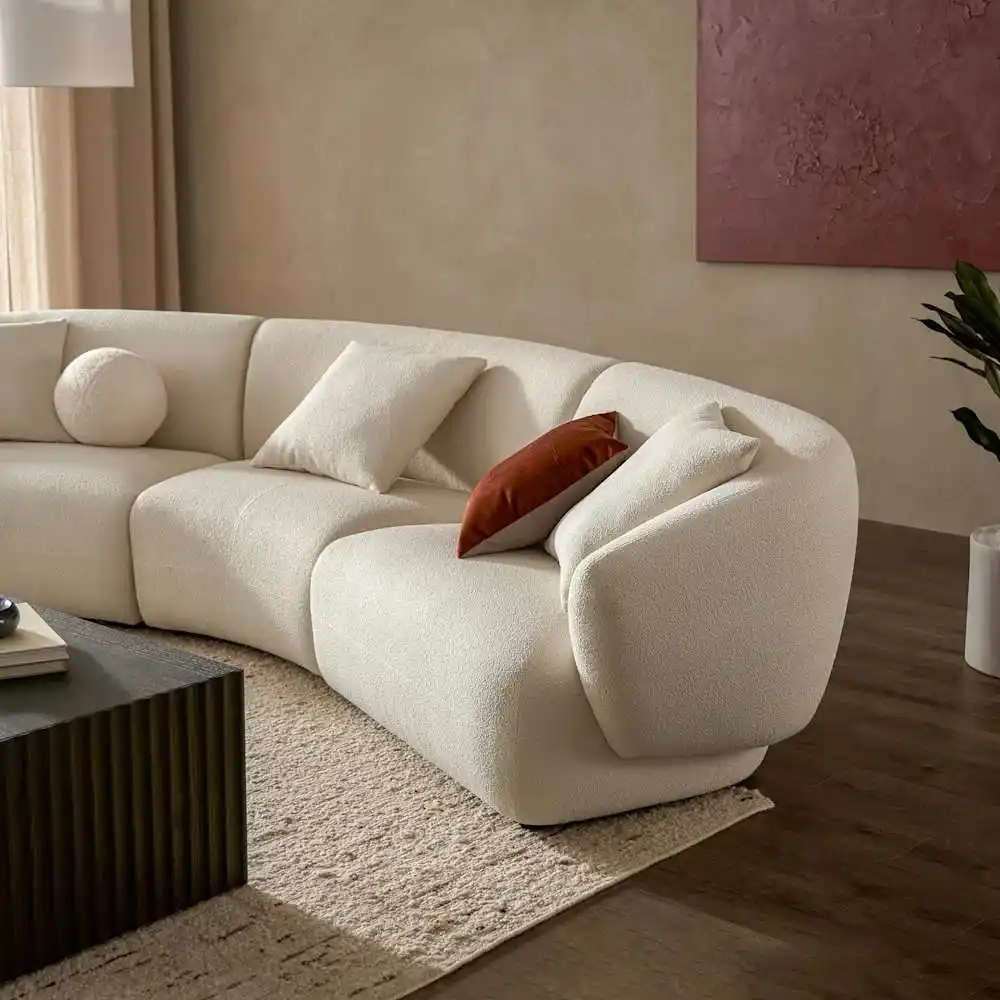 Auburn Curved L-Shape Sofa with Ottoman - Image 2