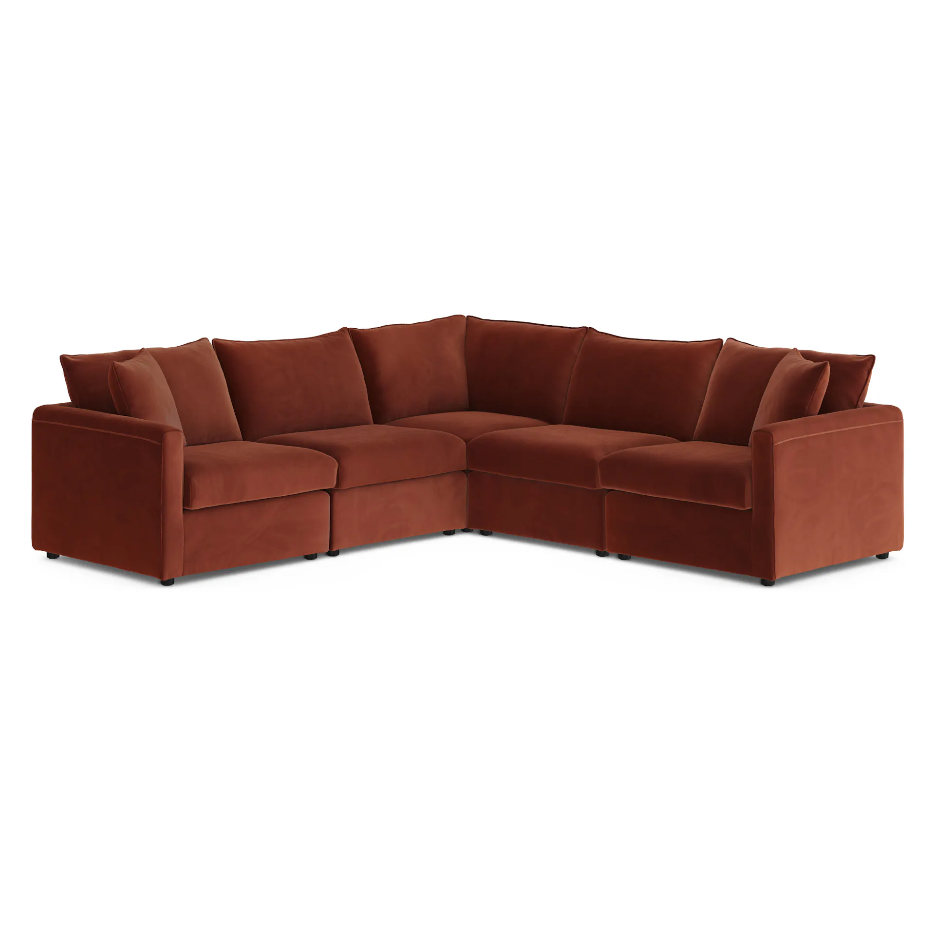 Lenae 106" Velvet Modular Corner Sectional - Hale Rust - Image 3