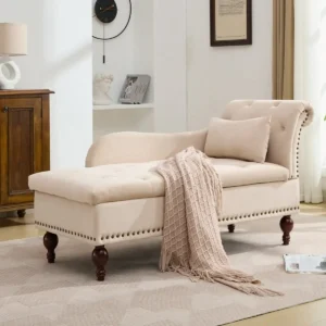 Velvet Tufted Storage Chaise Lounge Sofa