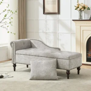 Tufted Chenille Storage Chaise Lounge Sofa