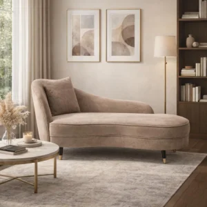 Curved Chaise Lounge Sofa – Camel