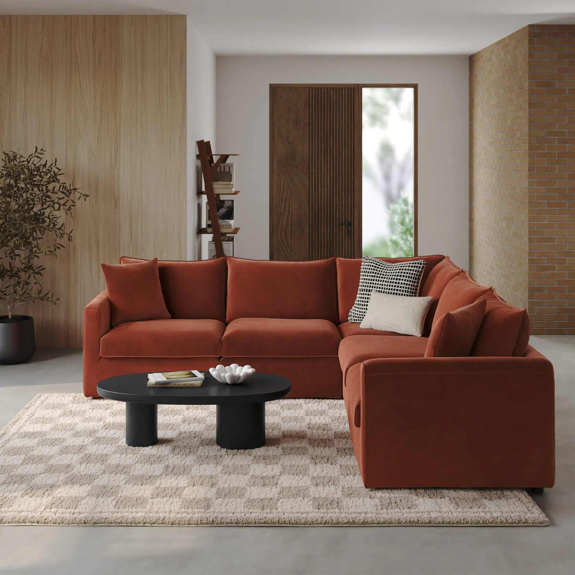 Lenae 106" Velvet Modular Corner Sectional - Hale Rust - Image 2