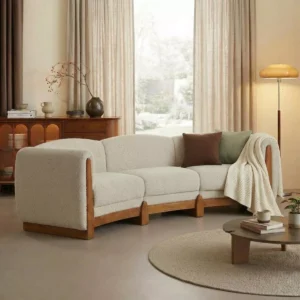 Mid-Century Modern 3-Seater Curved Sofa
