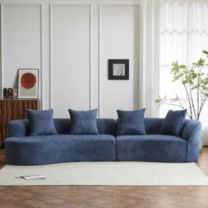 Modern Boucle Upholstered 5 Seater Curved Sectional Sofa