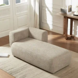 Modern Boucle Chaise Lounge Sofa – Camel
