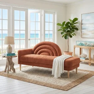 Modern Curved Chaise Lounge Sofa – Ocher