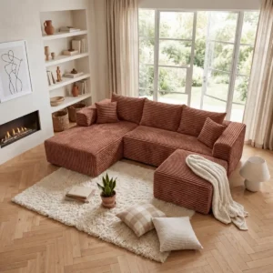U-Shaped Flannel Modular Sectional Sofa