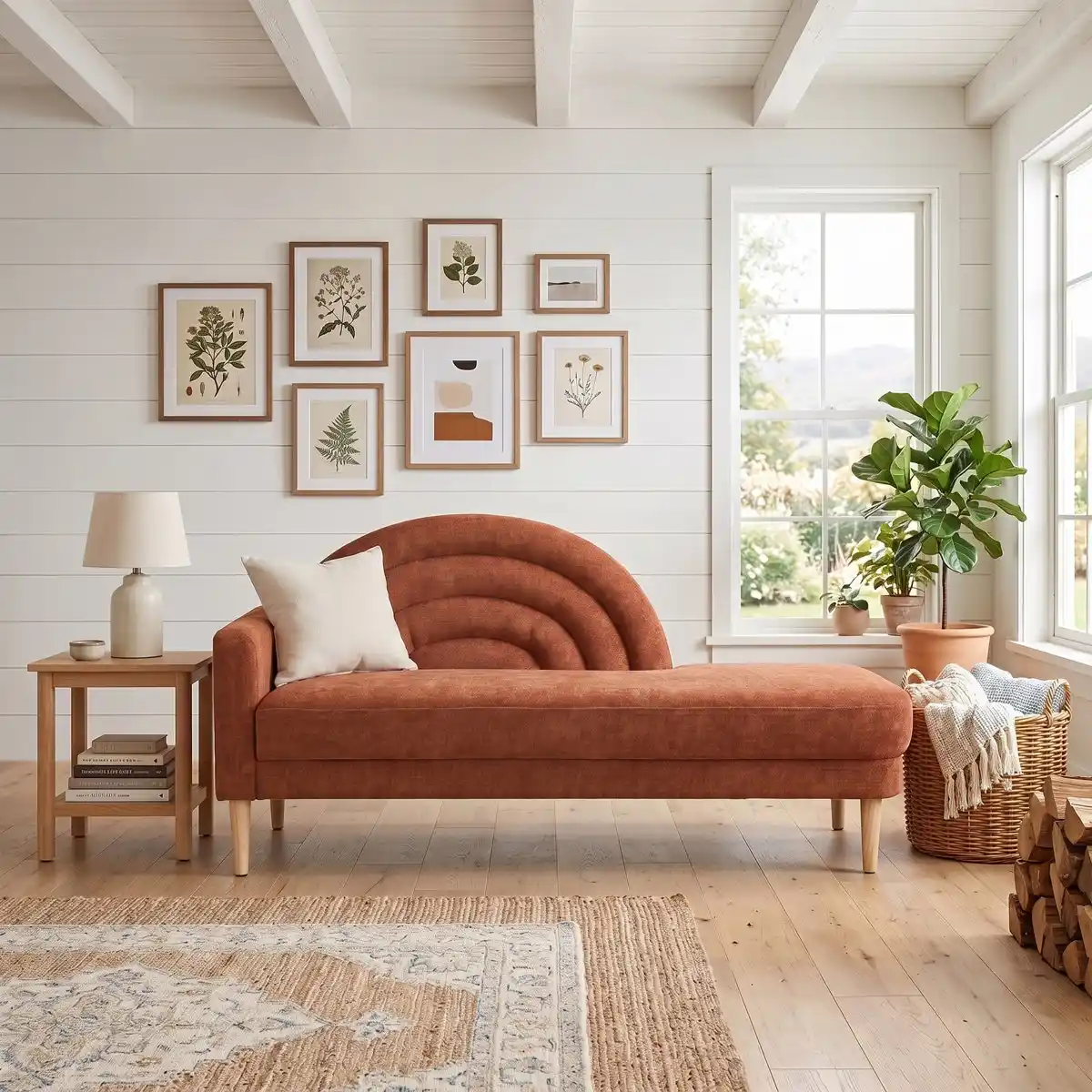 Modern Curved Chaise Lounge Sofa – Ocher - Image 2