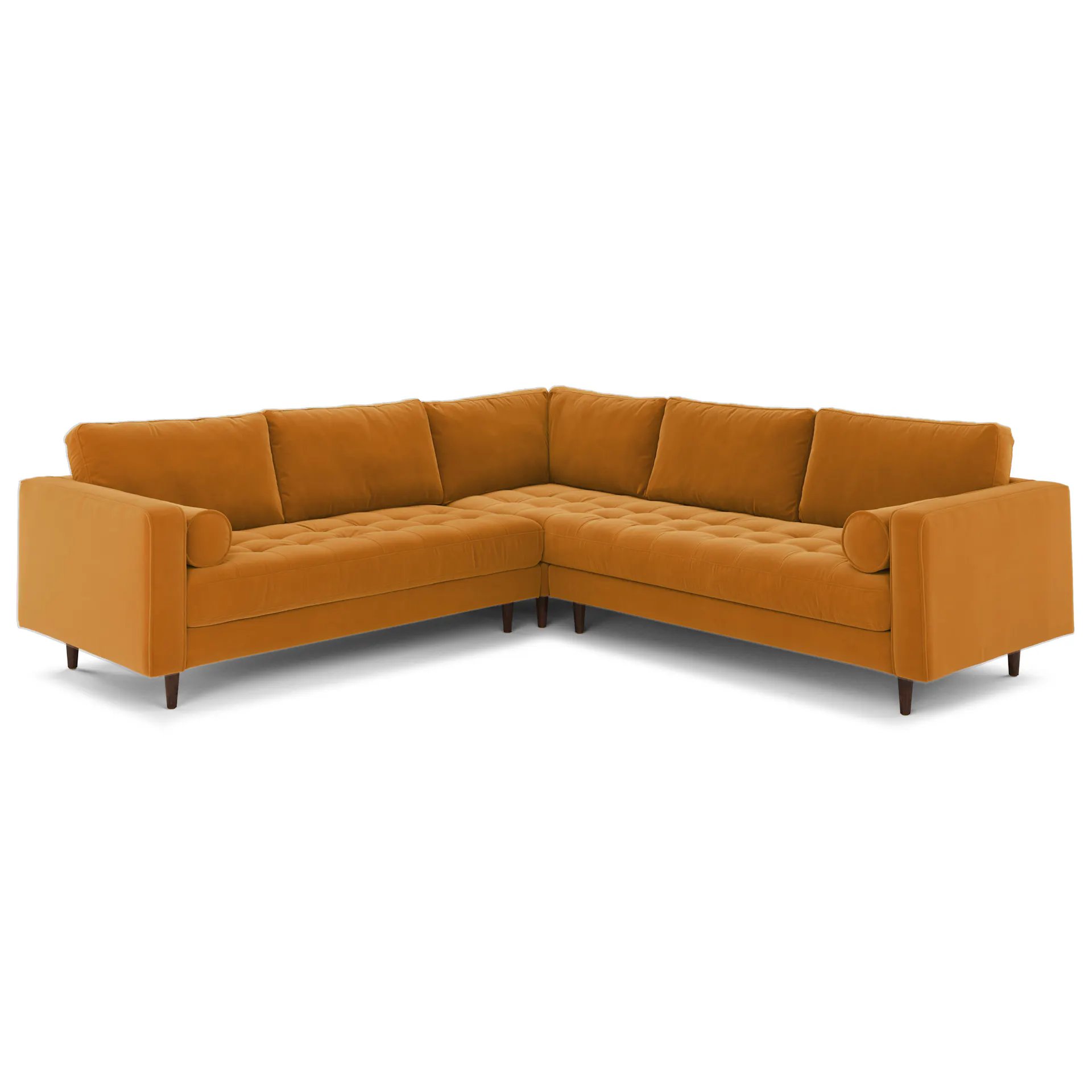 Sven 107" Tufted Velvet Corner Sectional - Plush Pacific Ginger - Image 3