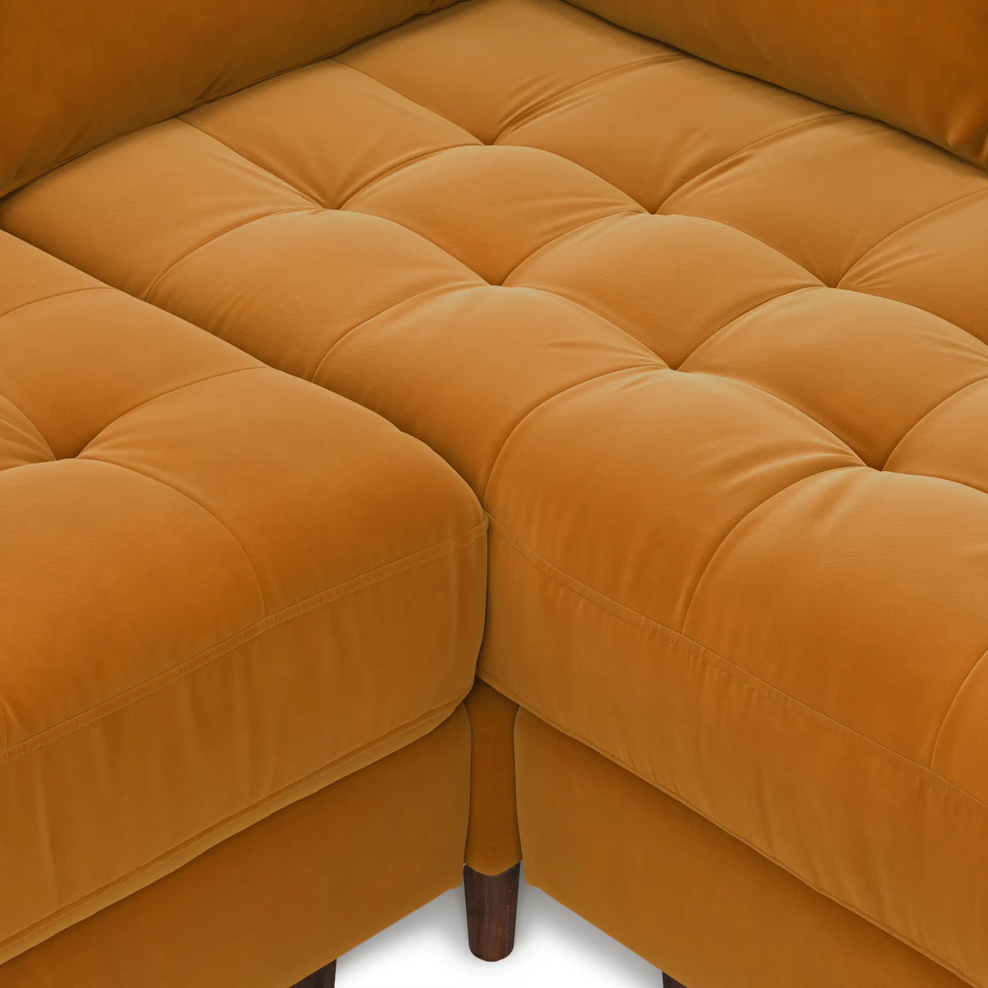 Sven 107" Tufted Velvet Corner Sectional - Plush Pacific Ginger - Image 2