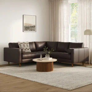 Sven 91" Tufted Leather Corner Sectional - Lucia Dark Brown