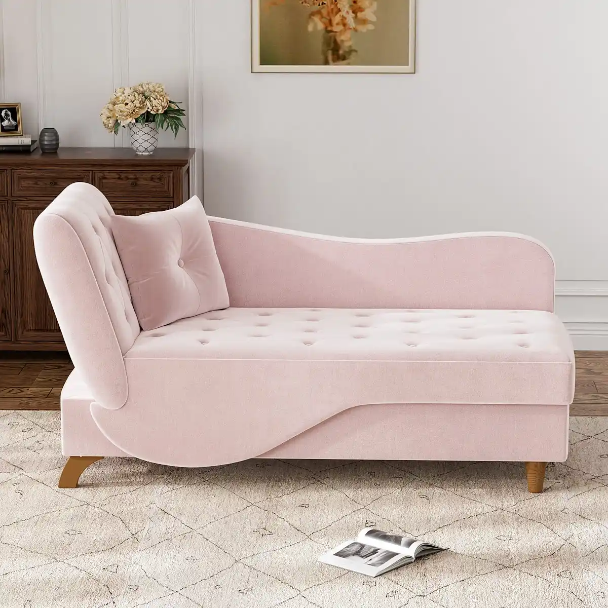 Velvet Storage Chaise Lounge Sofa – Adjustable - Image 3