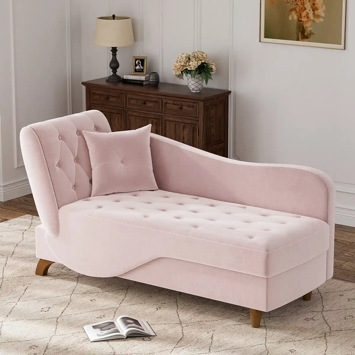 Velvet Storage Chaise Lounge Sofa – Adjustable