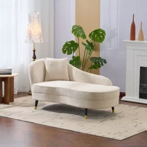 Modern Curved Chaise Lounge Sofa – Beige